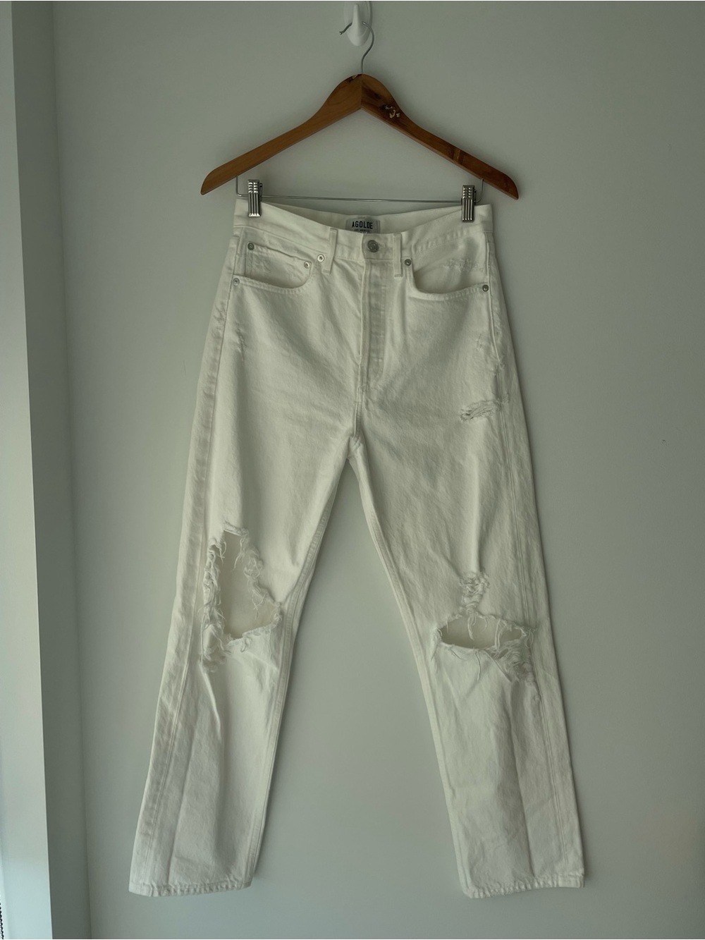 AGOLDE White Distressed Jeans